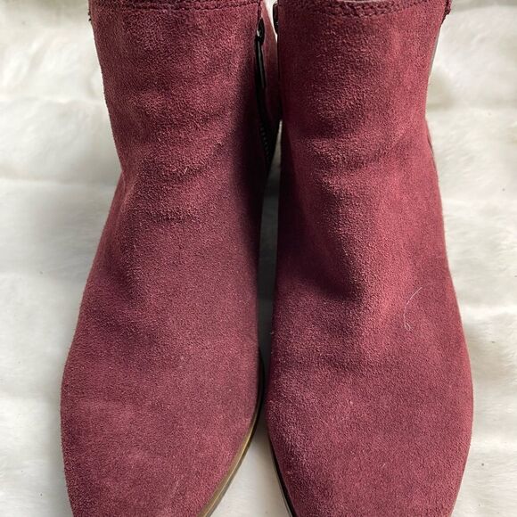 Lucky Brand leather suede burgundy ankle boots two side zipper size 8.5 - Picture 3 of 9